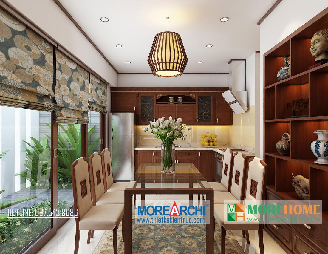Thiết kế nội thất phòng ăn biệt thự gỗ việt Nguyễn Chí Thanh Đống Đa Hà Nội phong cách hiện đại