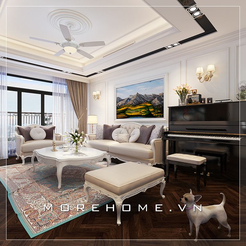 Thiết kế nội thất phòng khách có piano