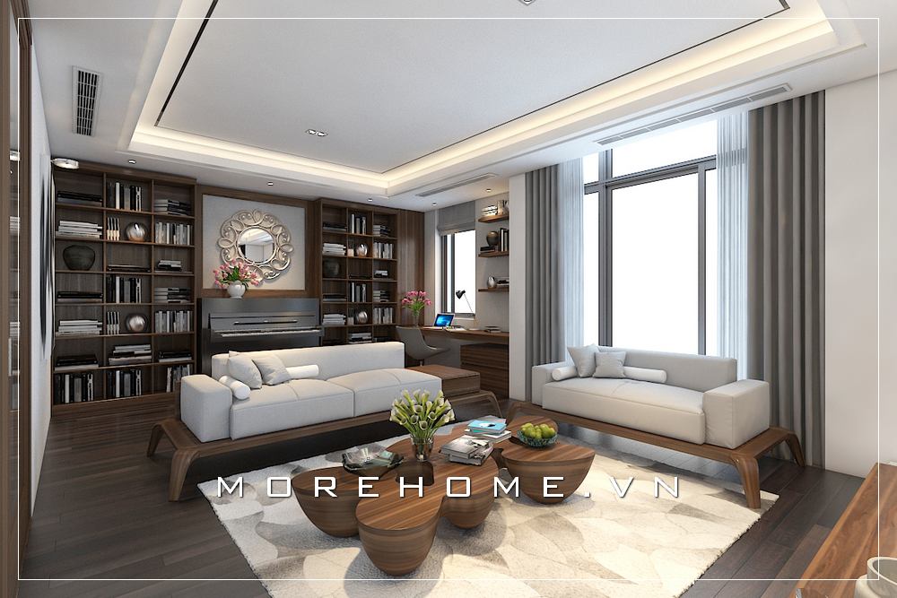 Thiết kế nội thất phòng khách có piano