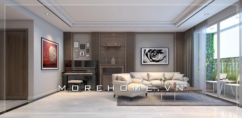 Thiết kế nội thất phòng khách có piano