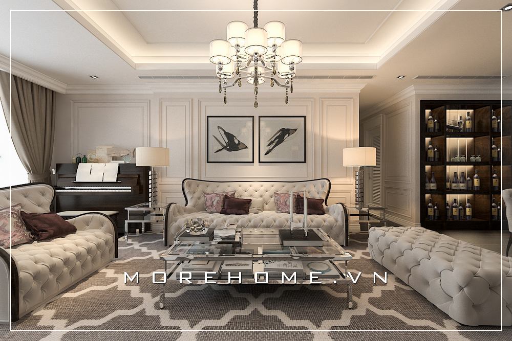 Thiết kế nội thất phòng khách có piano