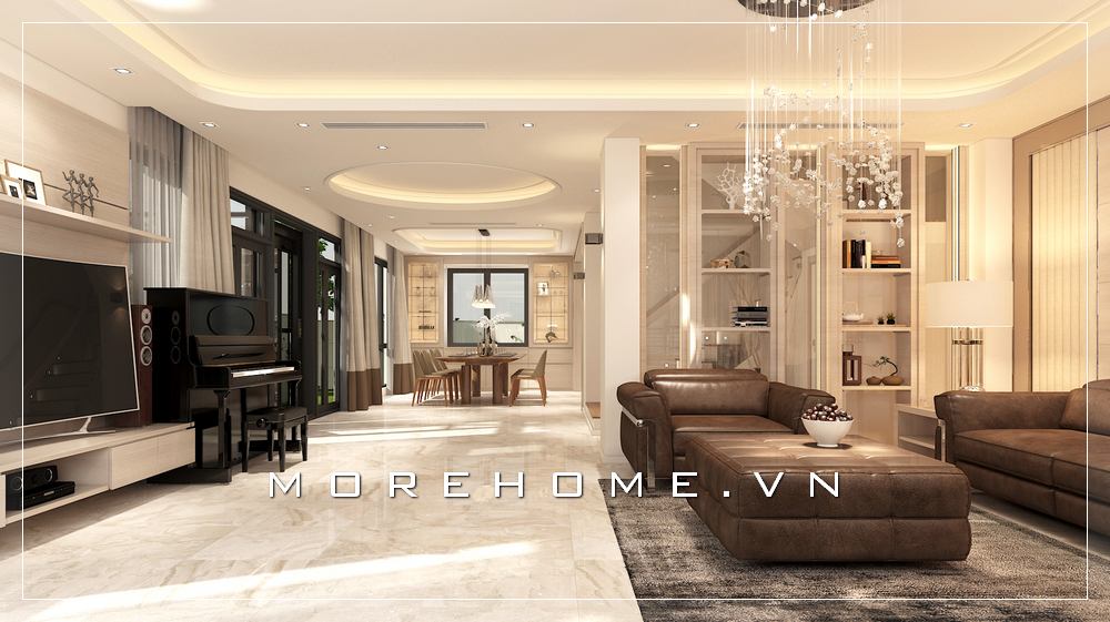 Thiết kế nội thất phòng khách có piano