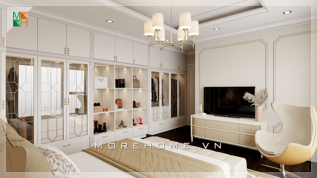Thiết kế nội thất tân cổ điển chung cư cao cấp Vinhomes Nguyễn Chí Thanh - Chị Hà
