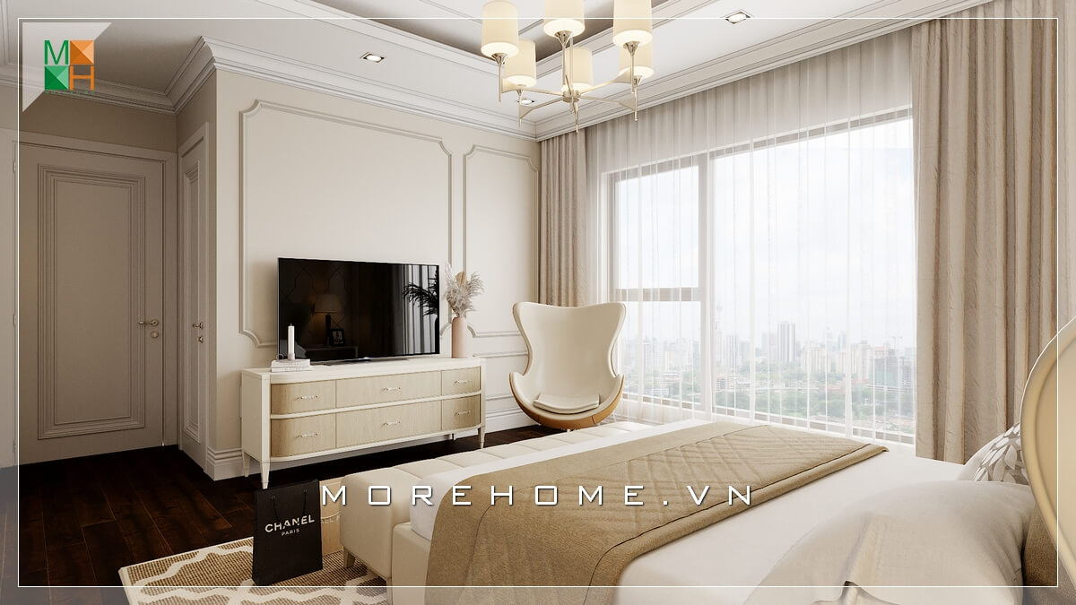 Thiết kế nội thất tân cổ điển chung cư cao cấp Vinhomes Nguyễn Chí Thanh - Chị Hà