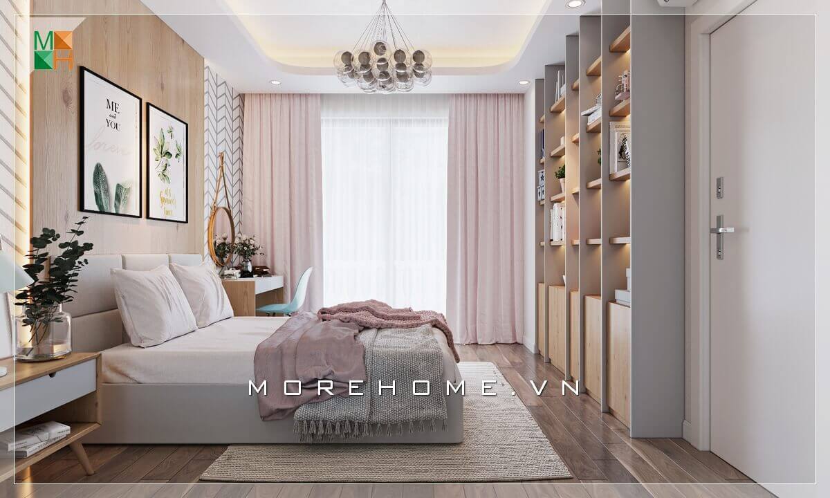 Thiết kế giường ngủ sofa đẹp hiện đại đặt ngay giữa căn phòng tại điểm nhấn mạnh cho căn phòng ngủ tăng vẻ sang trọng.