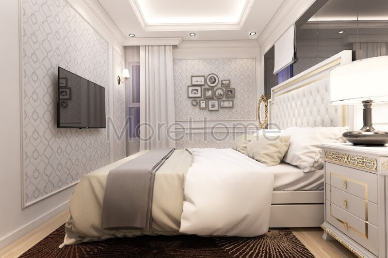 Mẫu giường ngủ gỗ tự nhiên đầu giường bọc da được coi là điểm nhấn cho một không gian riêng tư sang trọng và ấn tượng