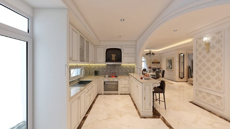 Trang trí nội thất phòng bếp khéo léo, linh hoạt vừa tăng tính thẩm mỹ vừa đảm bảo sự tiện nghi cho gia chủ trong quá trình nấu nướng.