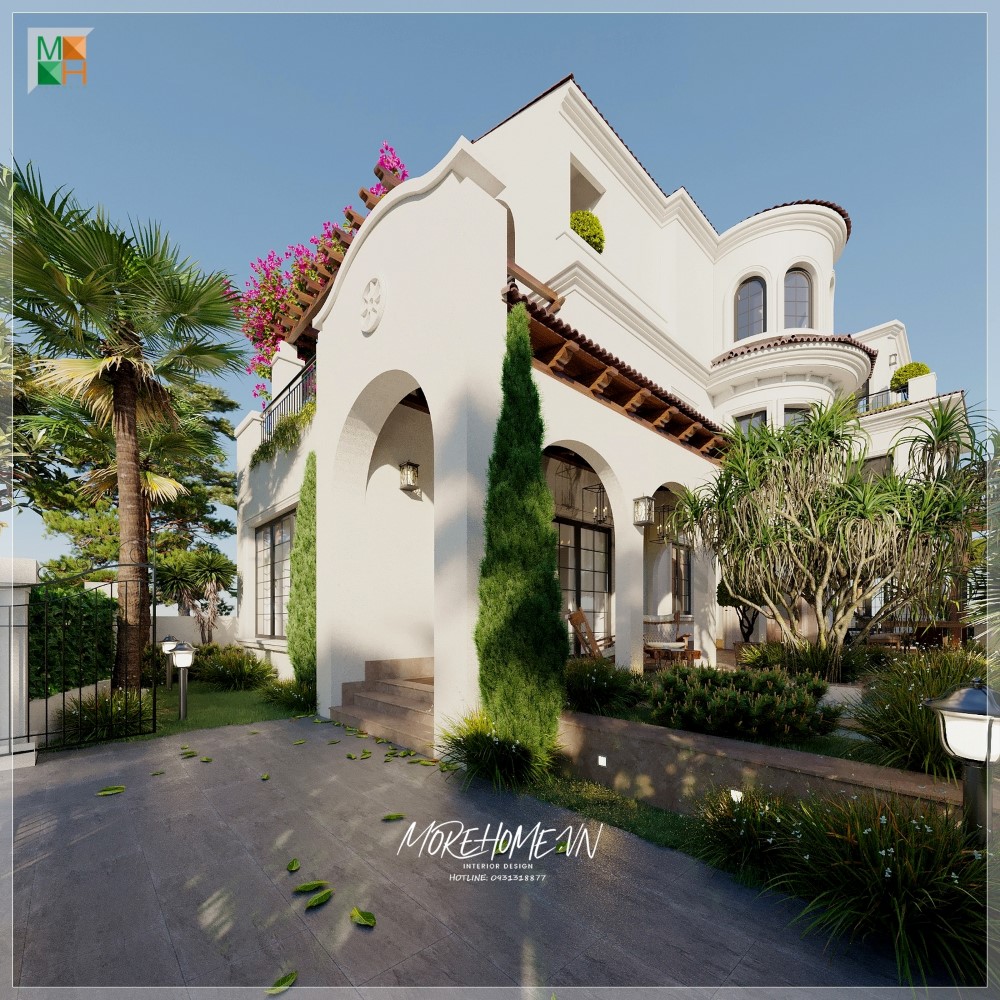 Thiết kế kiến trúc biệt thự Địa Trung Hải đẹp, sang trọng tại Nam An Khánh