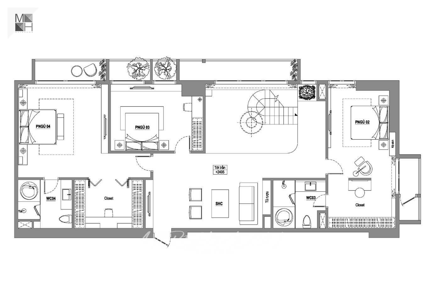 Thiết kế nội thất căn hộ Duplex Cantalvil D1 Q,uận 2, Hồ Chí Minh