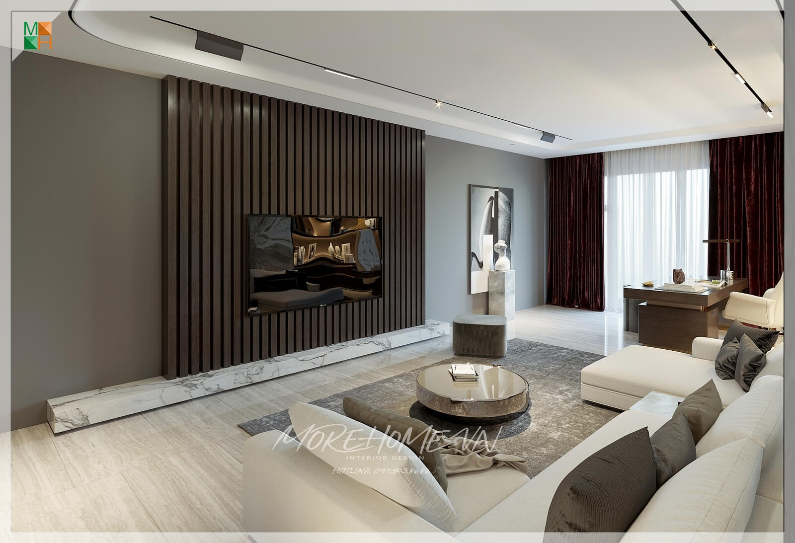 Thiết kế nội thất phòng khách hiện đại tại đường Cách Mạng Tháng 8 - Mr Phúc
