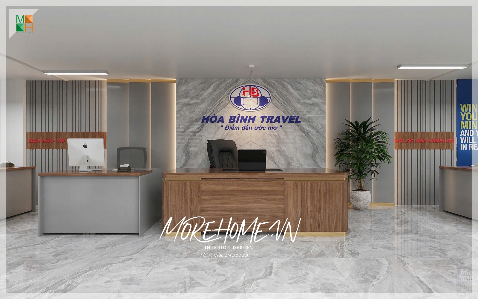 Thiết kế nội thất văn phòng Hòa Bình Travel 
