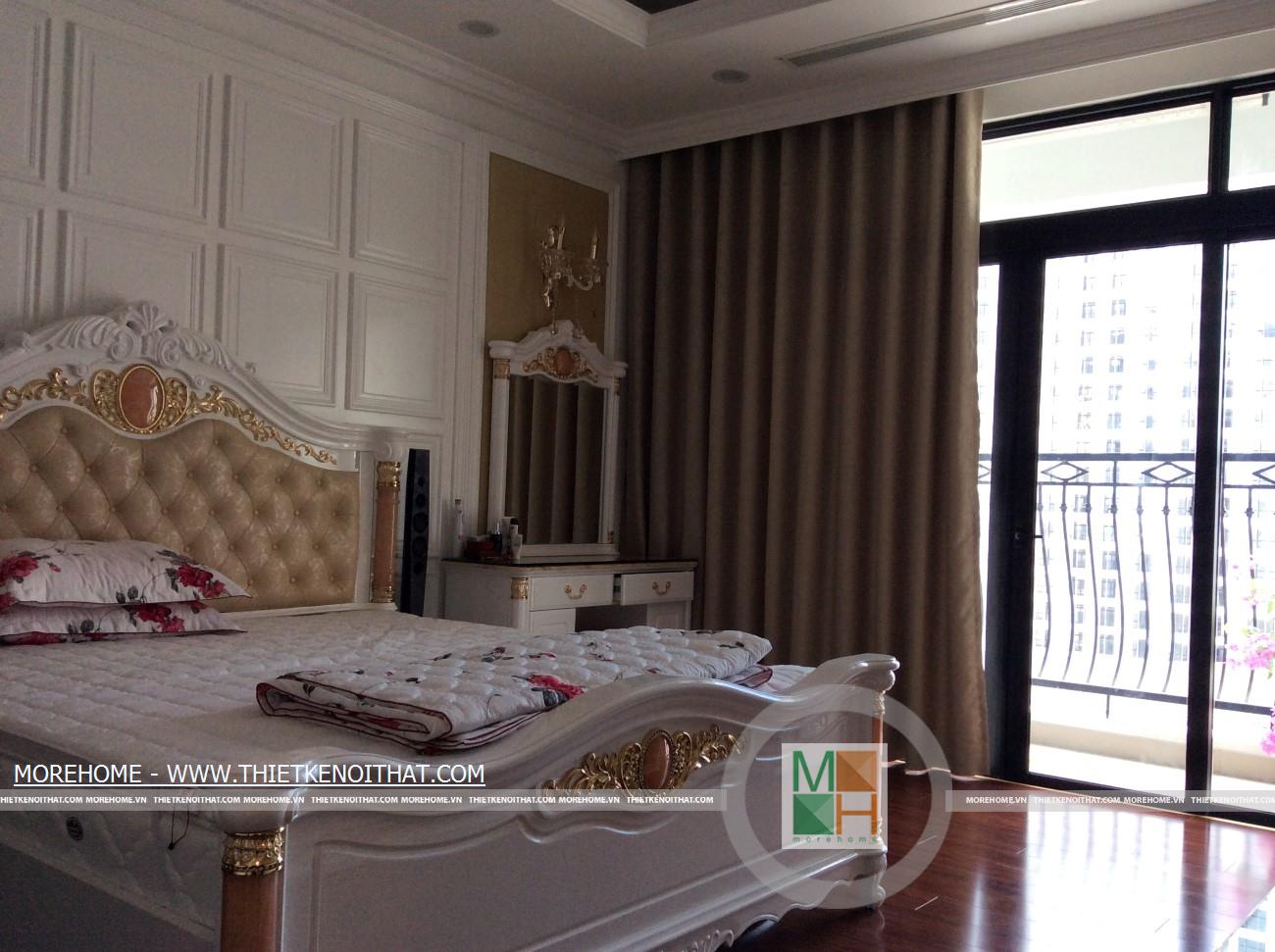 Thi công nội thất phòng ngủ chung cư cao cấp RoyalCity Thanh Xuân phong cách tân cổ điển sang trọng