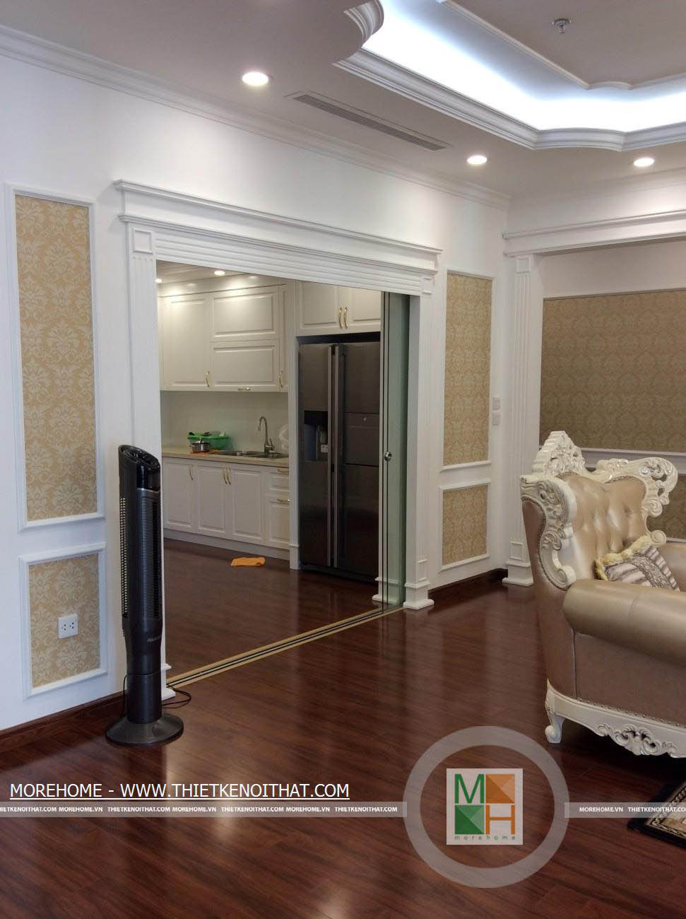  Thi công nội thất bếp chung cư cao cấp RoyalCity Thanh Xuân phong cách tân cổ điển sang trọng