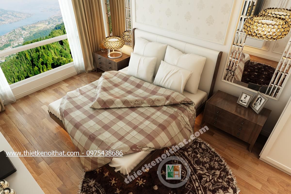 Thiết kế nội thất phòng ngủ chung cư cao cấp tại Mandarin Garden Hòa Phát Hoàng Minh Giám Cầu Giấy Hà Nội