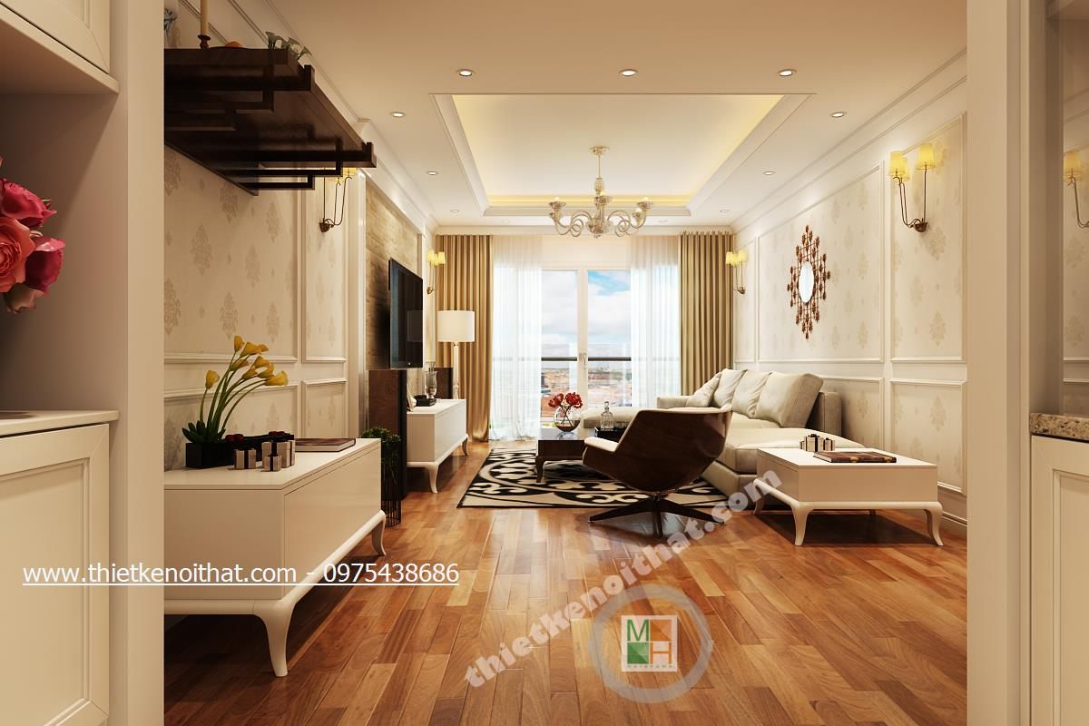 Thiết kế nội thất phòng bếp chung cư cao cấp tại Mandarin Garden Hòa Phát Hoàng Minh Giám Cầu Giấy Hà Nội