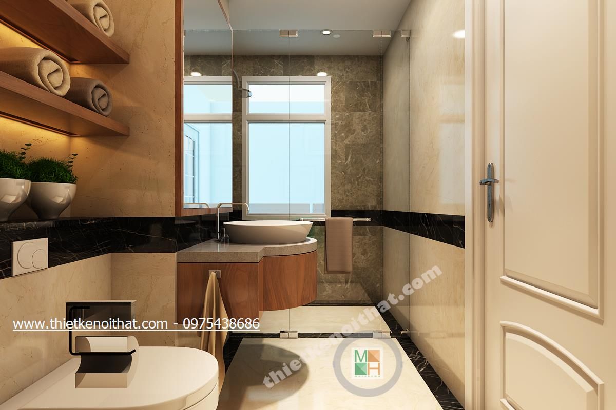 Thiết kế nội thất phòng tắm chung cư cao cấp tại Mandarin Garden Hòa Phát Hoàng Minh Giám Cầu Giấy Hà Nội