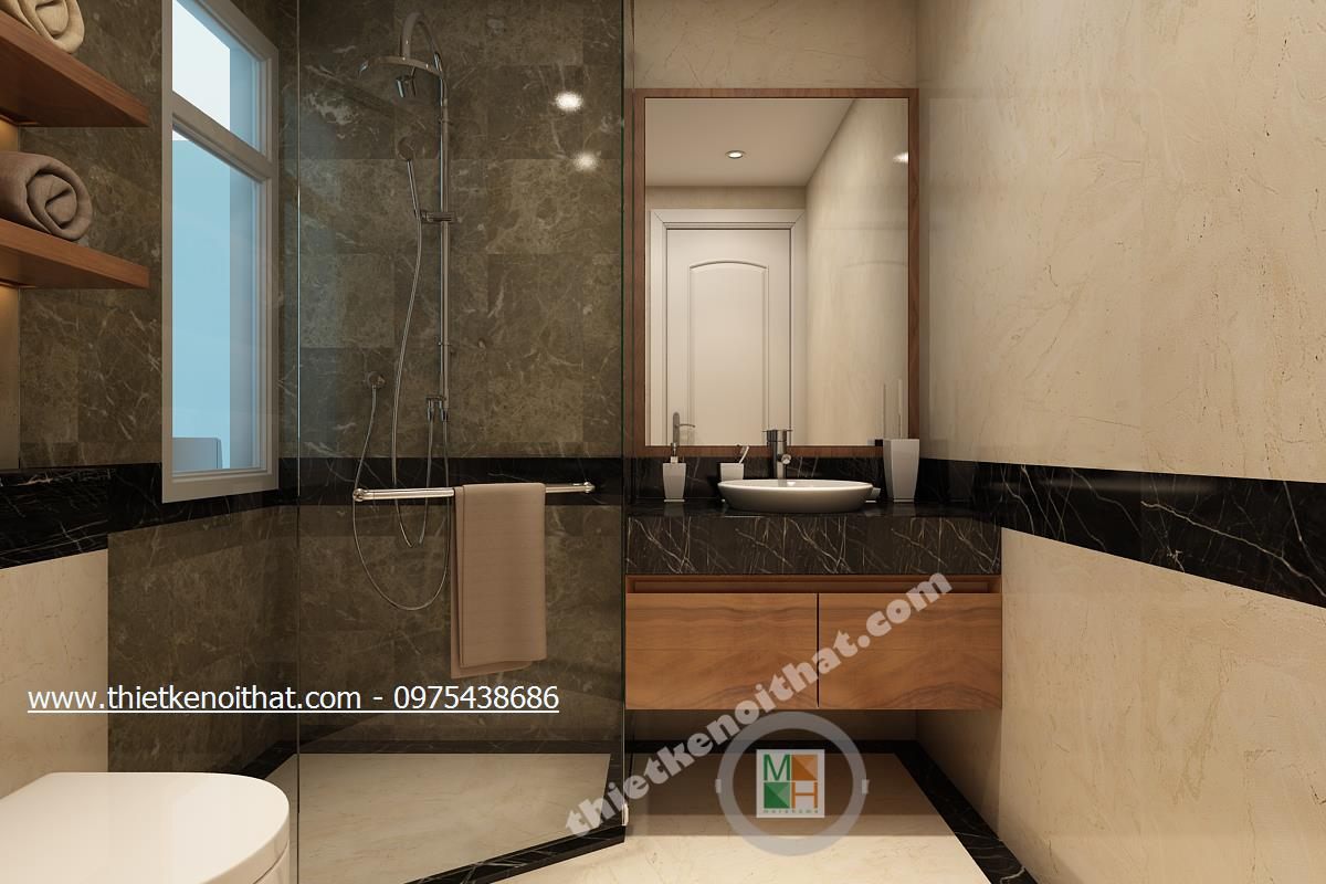 Thiết kế nội thất phòng tắm chung cư cao cấp tại Mandarin Garden Hòa Phát Hoàng Minh Giám Cầu Giấy Hà Nội