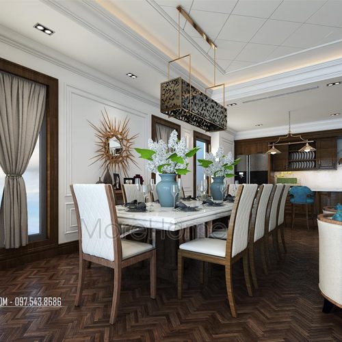  Bộ bàn ghế ăn tân cổ điển BA-01 (10 người)