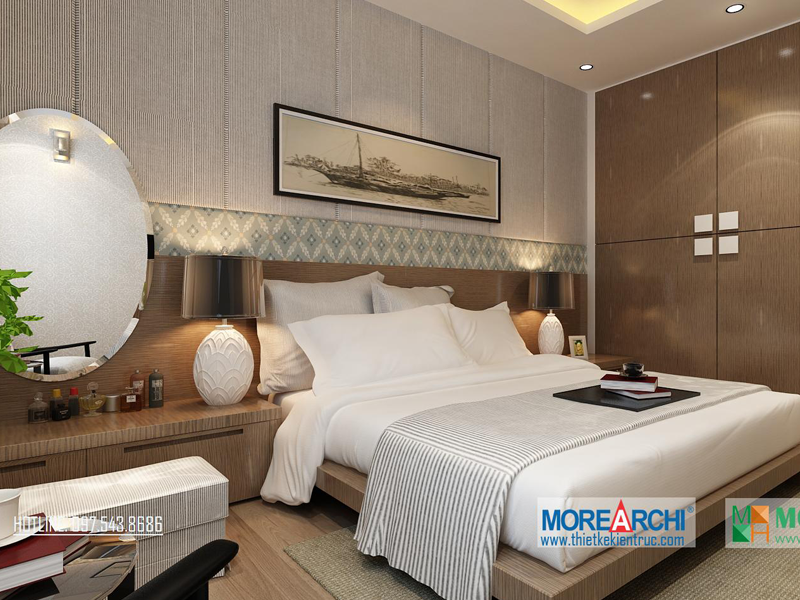 Không gian sống hiện đại là xu hướng mới trong thiết kế nội thất phòng ngủ khách sạn. Với nội thất phòng ngủ khách sạn hiện đại, bạn sẽ được trải nghiệm không gian sống dư dả và đầy tiện nghi. Với sự kết hợp hài hoà giữa màu sắc, chất liệu và ánh sáng, bạn sẽ có cảm giác thư thái tuyệt vời tại đây.