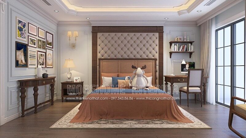 Thiết kế phòng ngủ gỗ óc chó