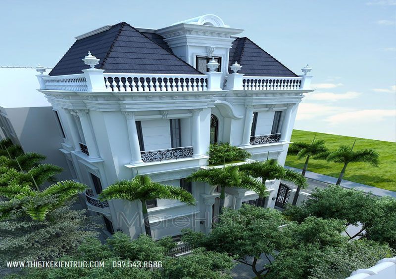 Mẫu thiết kế nhà biệt thự 3 tầng đẹp theo phong cách cổ điển Pháp Mẫu thiết kế nhà biệt thự 3 tầng đẹp theo phong cách cổ điển Pháp