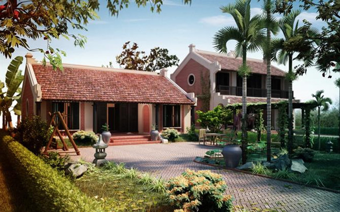 Mẫu thiết kế biệt thự vườn nông thôn 3 gian đẹp đậm truyền thống Việt Nam