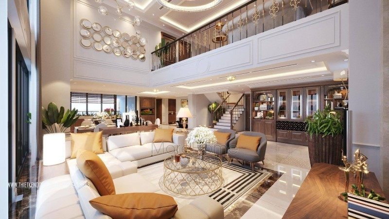 Mẫu thiết kế nội thất phòng khách đẹp cho chung cư D'.le Roi Soleil Quảng An Tân Hoàng Minh