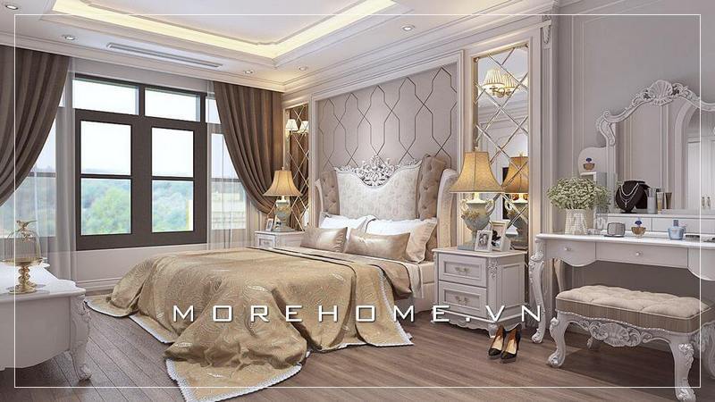 Mẫu thiết kế nội thất phòng ngủ cổ điển cho nhà biệt thự rộng