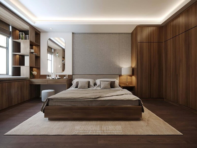 25 mẫu thiết kế nội thất phòng ngủ gỗ tự nhiên 2022