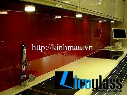 Kính ốp bếp màu đỏ Kính ốp bếp màu vàng đỏ