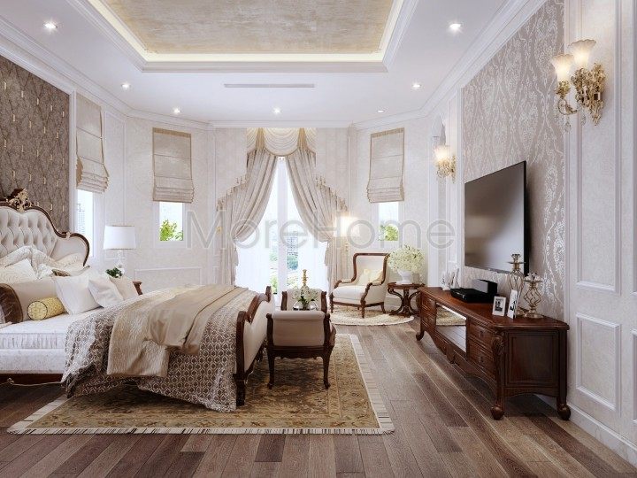 Thiết kế nội thất phòng ngủ cổ điển châu Âu