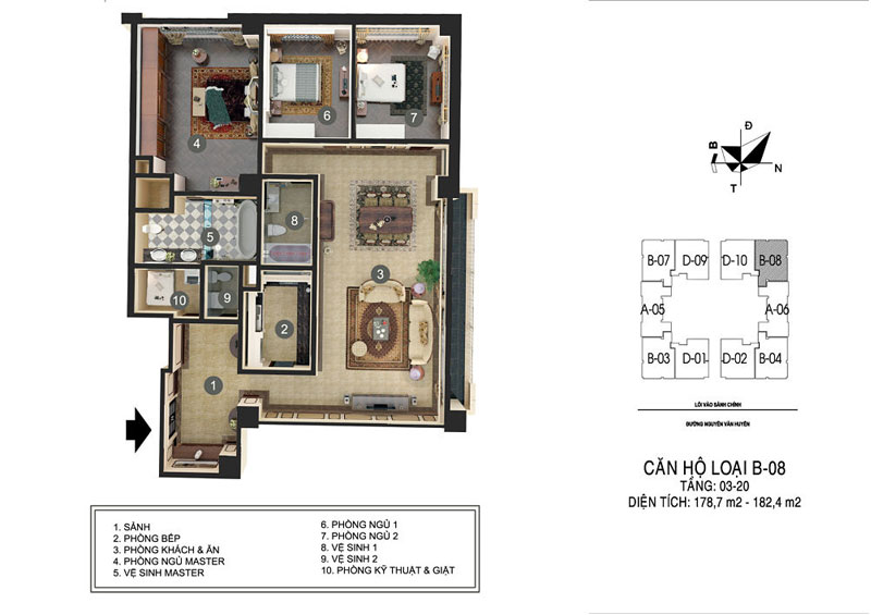 Mẫu thiết kế nội thất căn hộ chung cư D'Palais De Louis 178-182m2