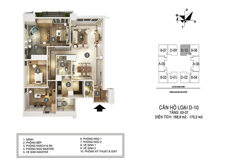 Mẫu thiết kế nội thất căn hộ chung cư D'Palais De Louis 168-170m2