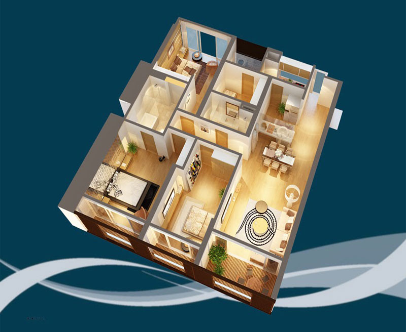 Mẫu thiết kế nội thất căn hộ chung cư Dolphin Plaza 191m2