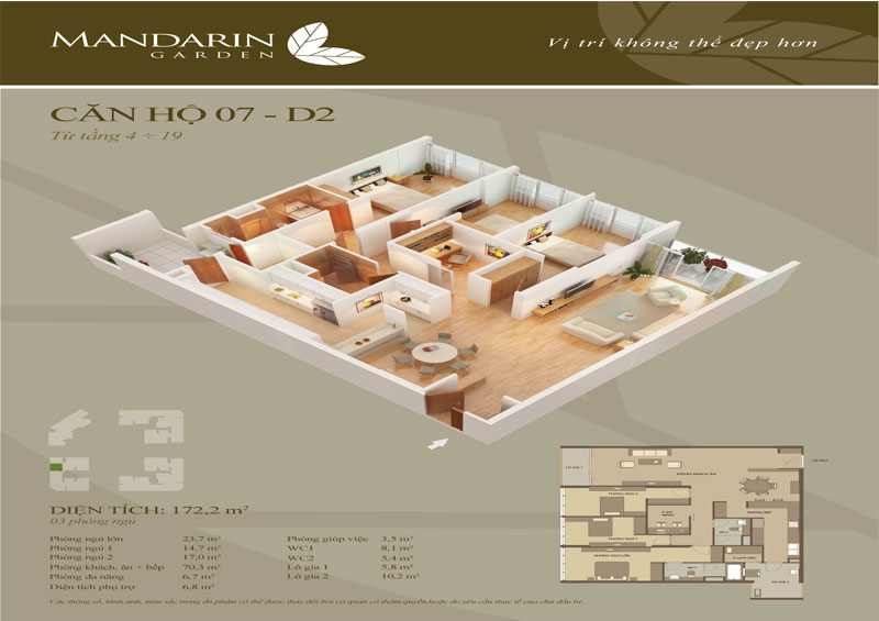 Mẫu thiết kế nội thất căn hộ chung cư Mandarin Garden 172m2