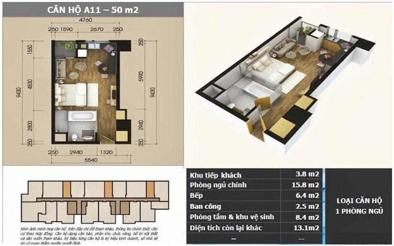 Mẫu thiết kế nội thất căn hộ chung cư Star City 50m2 Mẫu thiết kế nội thất căn hộ chung cư Star City 50m2