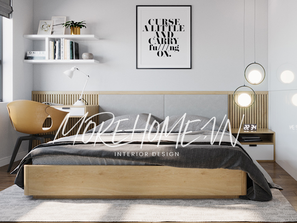 Mẫu giường ngủ gỗ sồi phong cách hiện đại