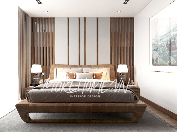 Giường ngủ gỗ tự nhiên theo phong cách hiện đại